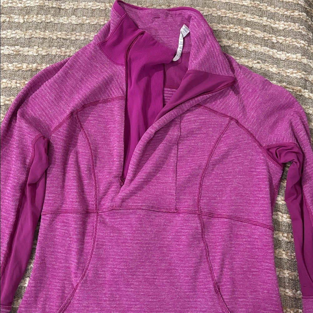Lululemon Base Runner 1/2 Zip Raspberry Pique‎ Pink Rulu Athletic Top Size 10 - Picture 10 of 16